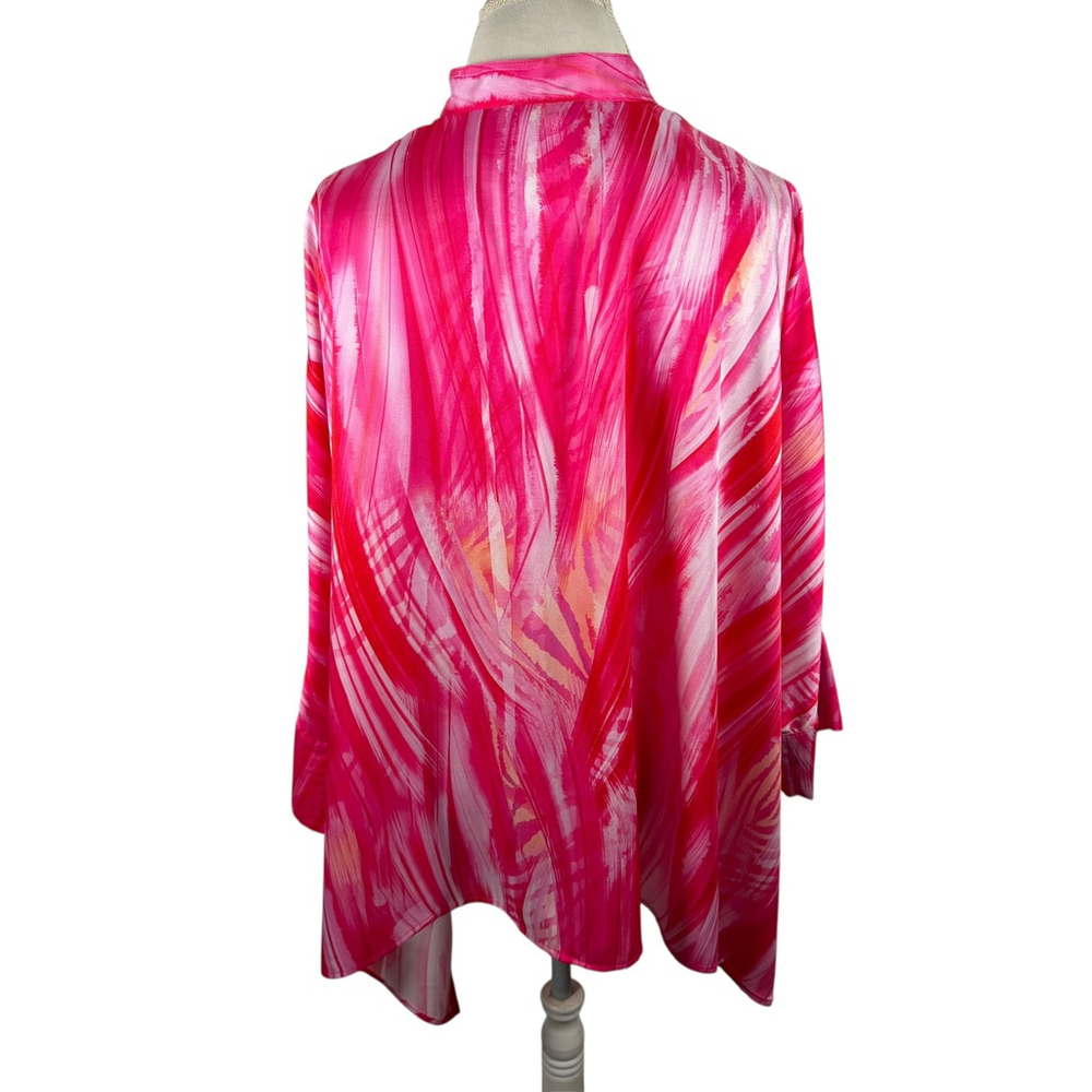 Scapa Lauren Perre Abstract Pink Print Button Oversized Dolman 3/4 Slvs Size M - Picture 3 of 9